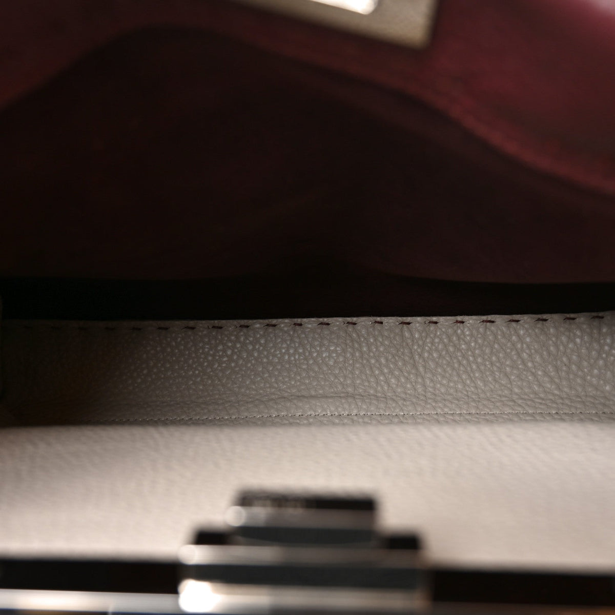 Cuoio Romano Elaphe Selleria Lace Up Bi-Color Medium Peekaboo Iconic Satchel Bordeaux Grigio Polvere Natural
