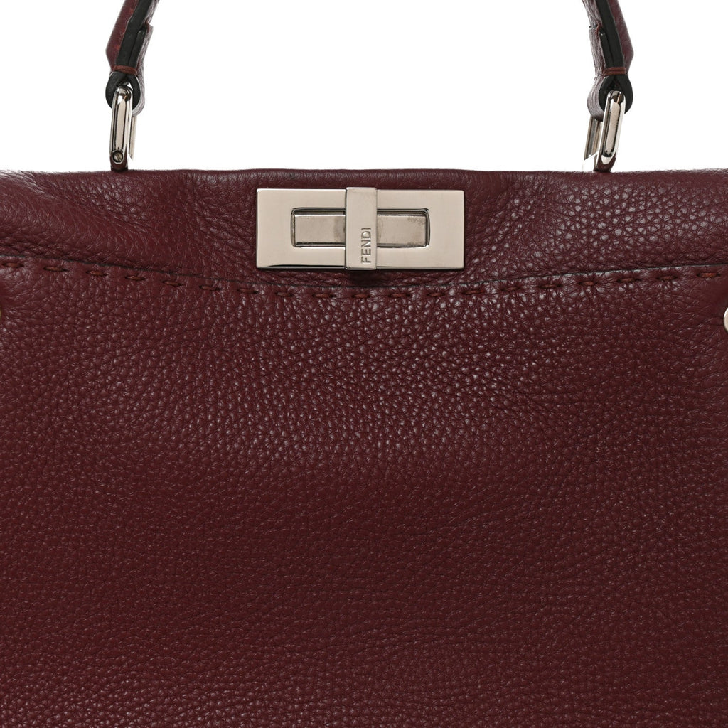 Cuoio Romano Elaphe Selleria Lace Up Bi-Color Medium Peekaboo Iconic Satchel Bordeaux Grigio Polvere Natural