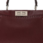Cuoio Romano Elaphe Selleria Lace Up Bi-Color Medium Peekaboo Iconic Satchel Bordeaux Grigio Polvere Natural