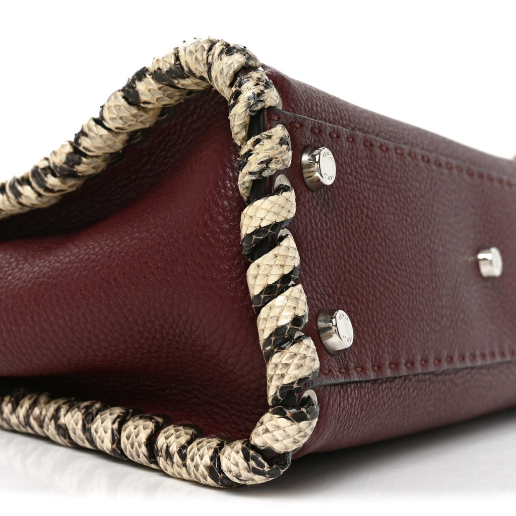 Cuoio Romano Elaphe Selleria Lace Up Bi-Color Medium Peekaboo Iconic Satchel Bordeaux Grigio Polvere Natural