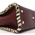 Cuoio Romano Elaphe Selleria Lace Up Bi-Color Medium Peekaboo Iconic Satchel Bordeaux Grigio Polvere Natural