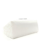 Denim Calfskin Quilted Coco Beach Small Shopping Tote White Black