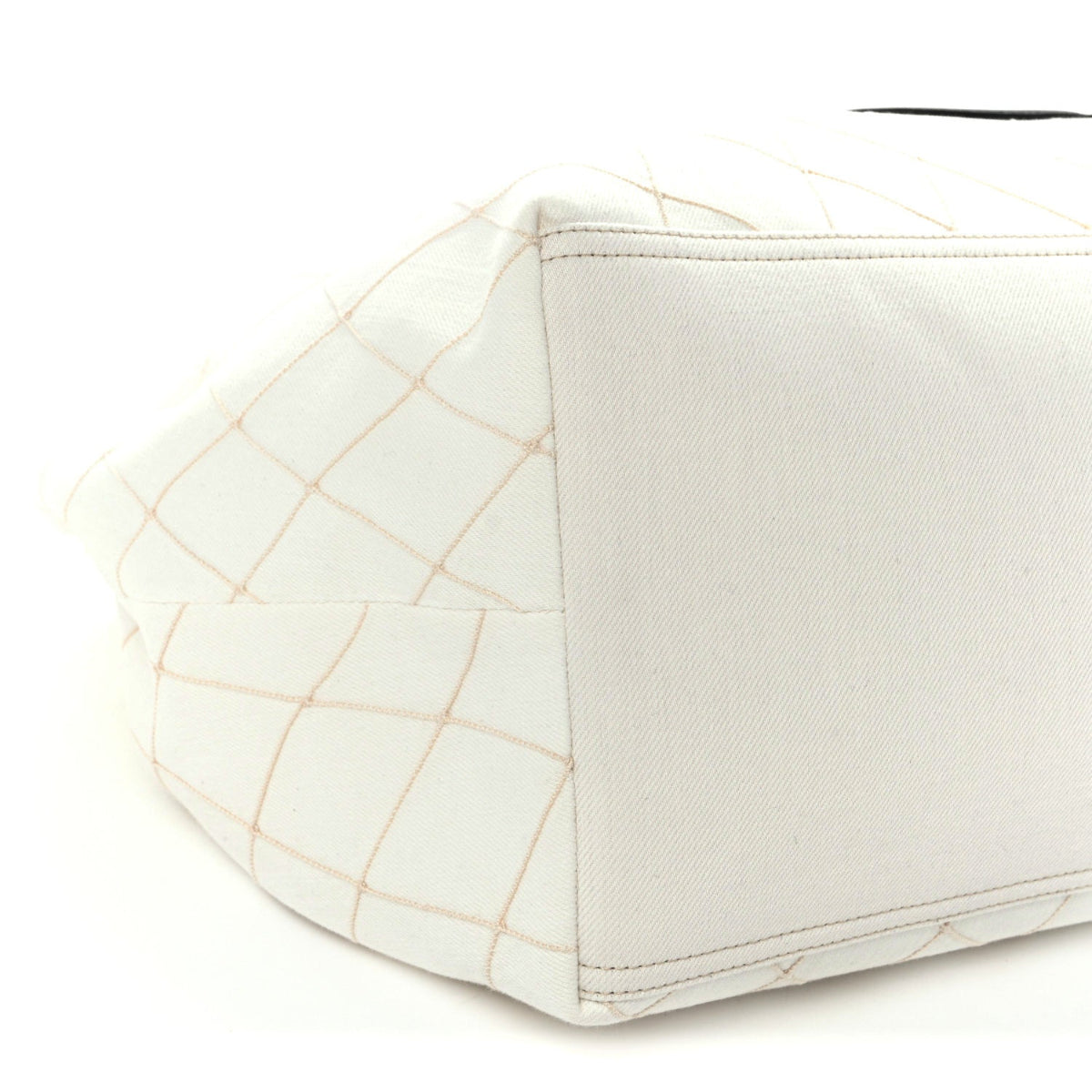Denim Calfskin Quilted Coco Beach Small Shopping Tote White Black