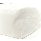 Denim Calfskin Quilted Coco Beach Small Shopping Tote White Black
