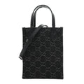 Denim Cuoio Harness GG Monogram Mini Ophidia Tote Bag Black Medium Grey