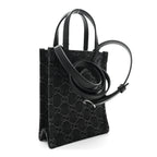 Denim Cuoio Harness GG Monogram Mini Ophidia Tote Bag Black Medium Grey