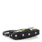 Denim Flower Applique Baguette Blue