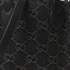Denim GG Monogram Calfskin Mini Ophidia Tote Bag Black