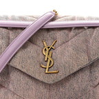Denim Quilted Medium Loulou Puffer Monogram Chain Satchel Bleached Lilac