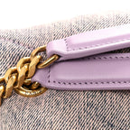 Denim Quilted Medium Loulou Puffer Monogram Chain Satchel Bleached Lilac