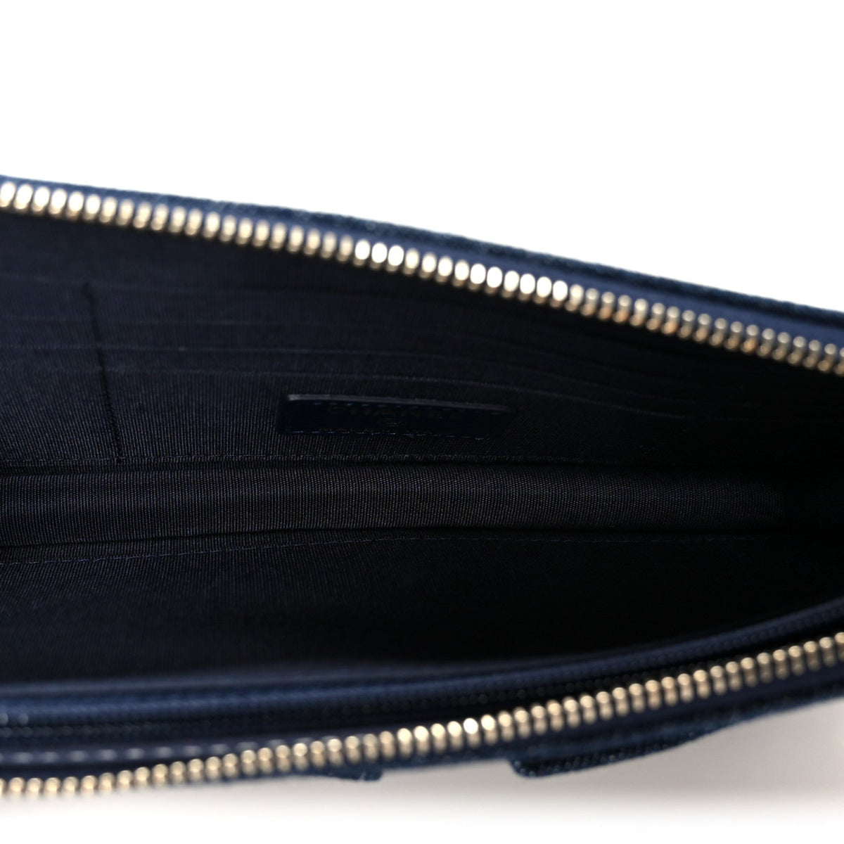 Denim Quilted Zipped Wristlet Clutch Blue
