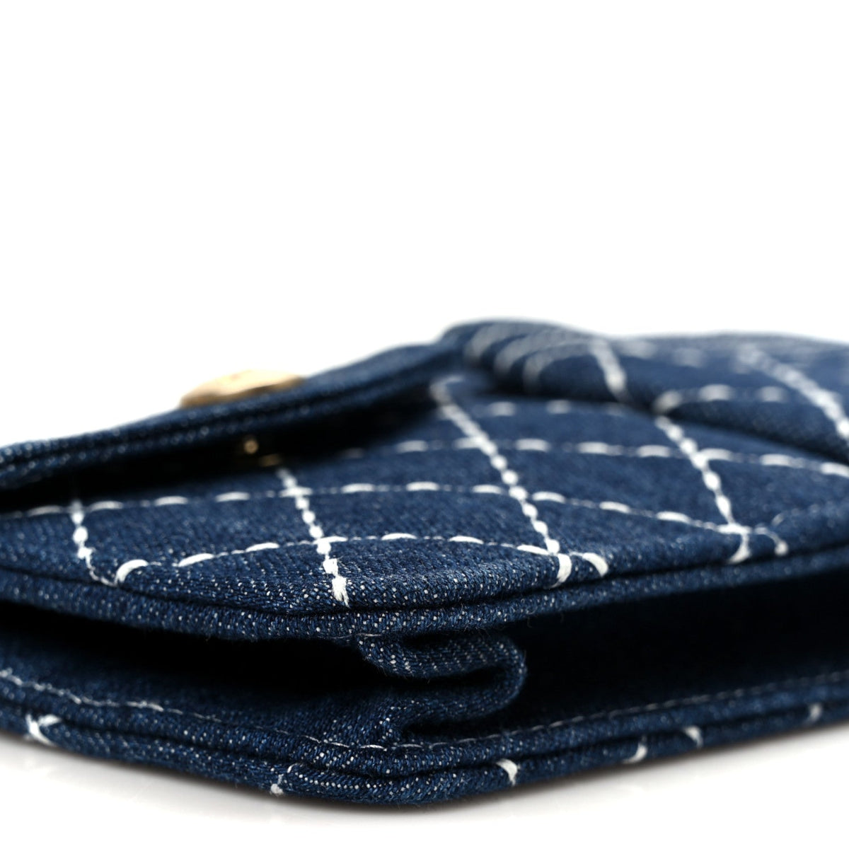 Denim Quilted Zipped Wristlet Clutch Blue