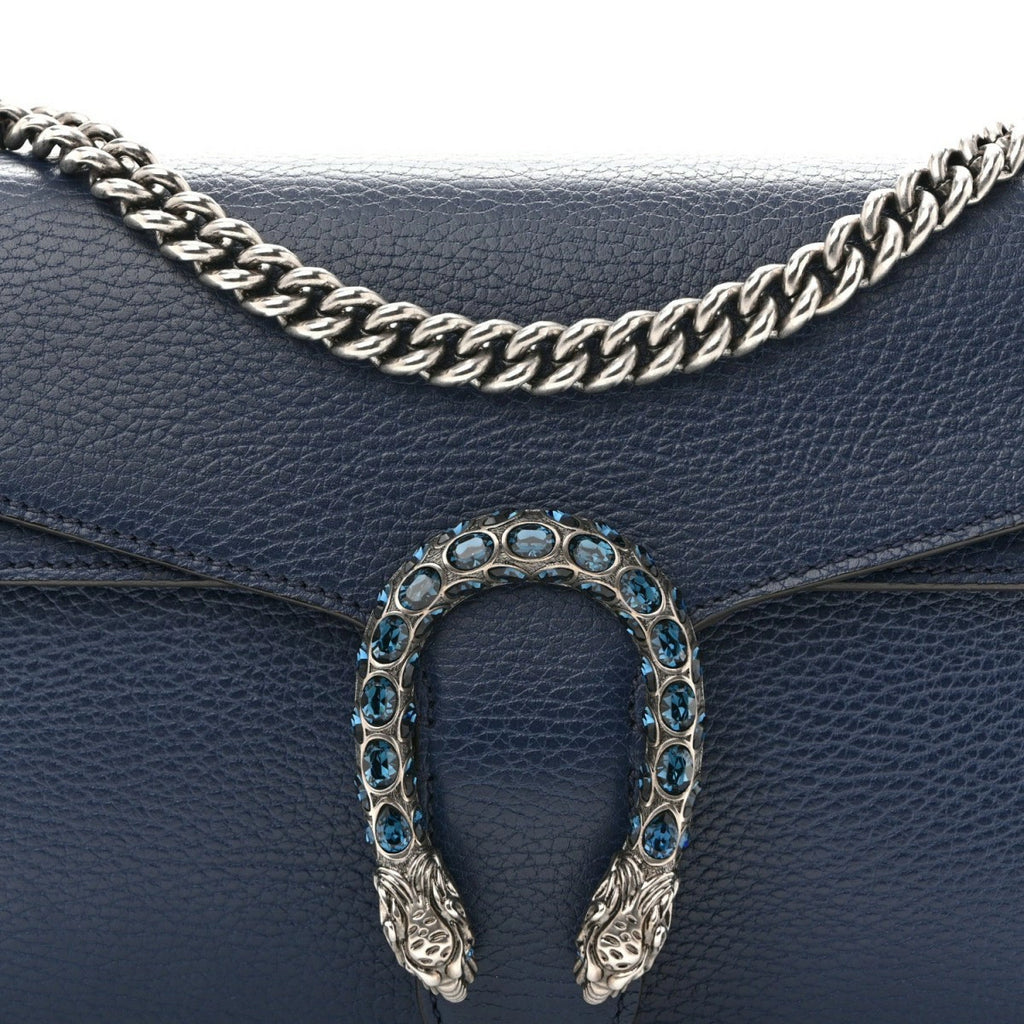 Dollar Calfskin Crystal Small Dionysus Shoulder Bag Blue Agata Montana Sapphire