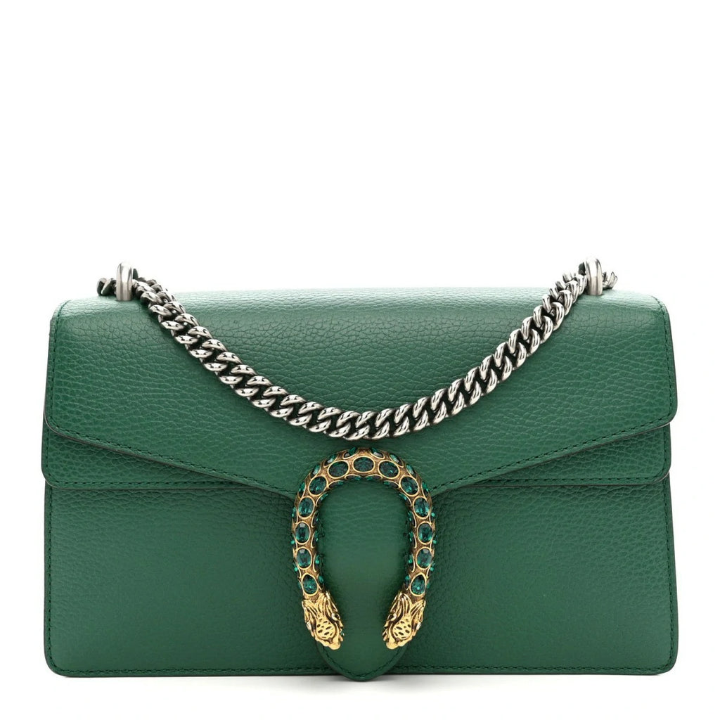 Dollar Calfskin Crystal Small Dionysus Shoulder Bag Emerald