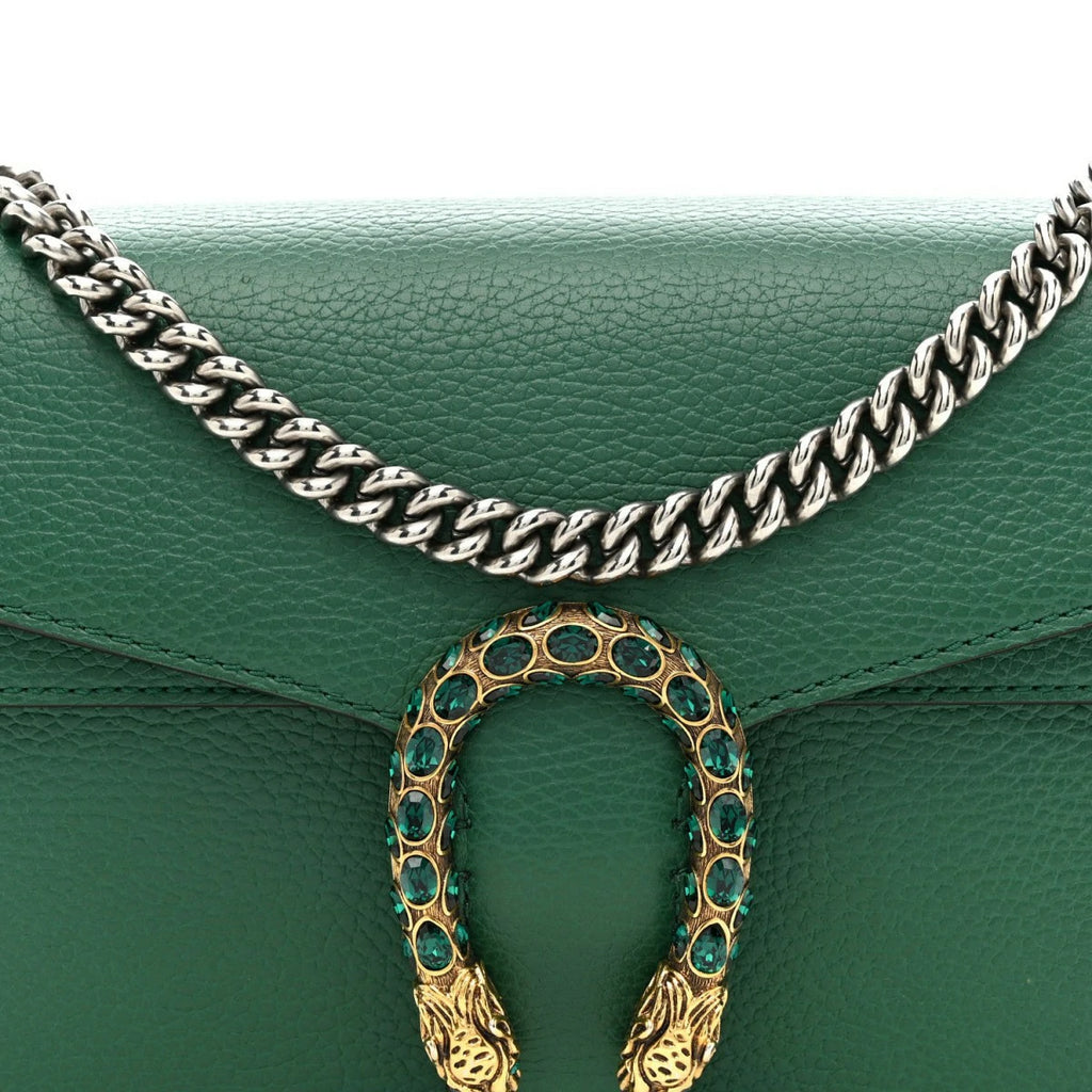 Dollar Calfskin Crystal Small Dionysus Shoulder Bag Emerald