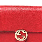 Dollar Calfskin Interlocking G Chain Wallet Red