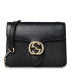 Dollar Calfskin Small Interlocking G Shoulder Bag Black