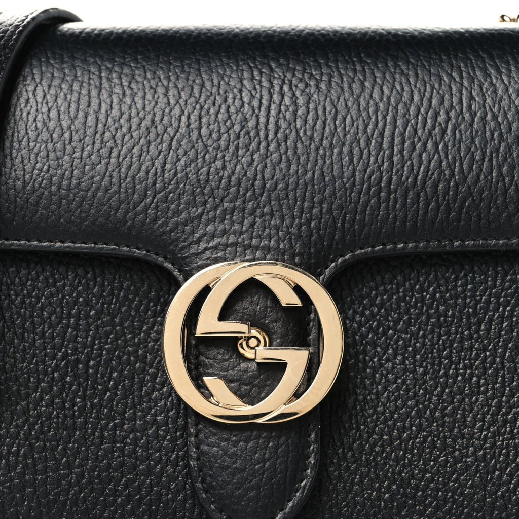 Dollar Calfskin Small Interlocking G Shoulder Bag Black