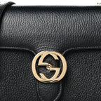 Dollar Calfskin Small Interlocking G Shoulder Bag Black