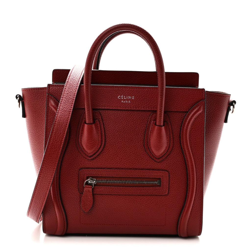 Drummed Calfskin Nano Luggage Merlot