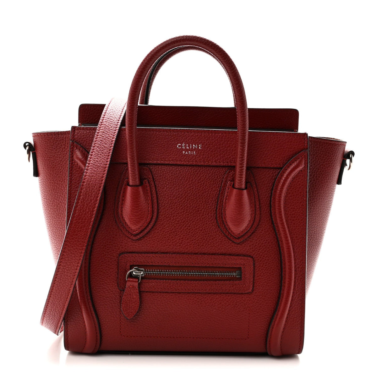 Drummed Calfskin Nano Luggage Merlot