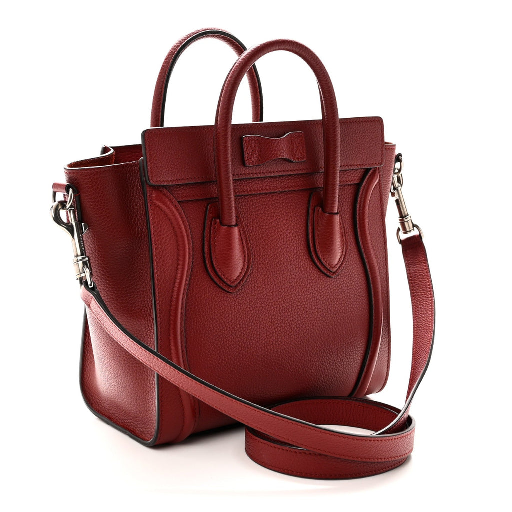 Drummed Calfskin Nano Luggage Merlot