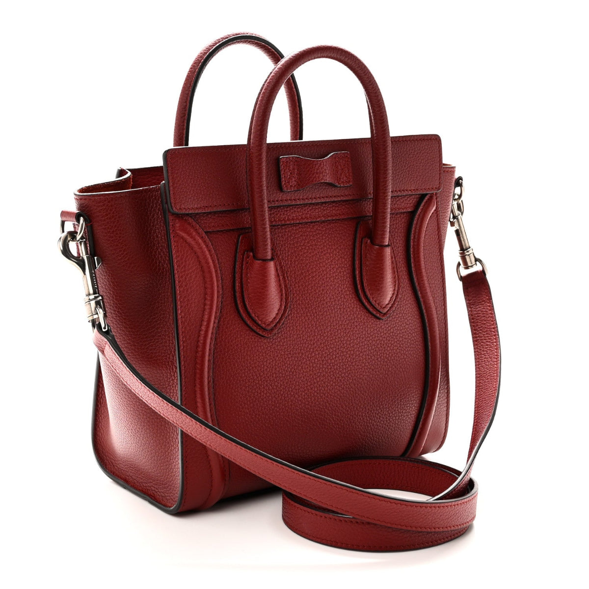 Drummed Calfskin Nano Luggage Merlot
