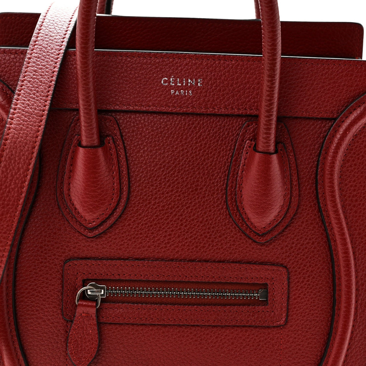 Drummed Calfskin Nano Luggage Merlot