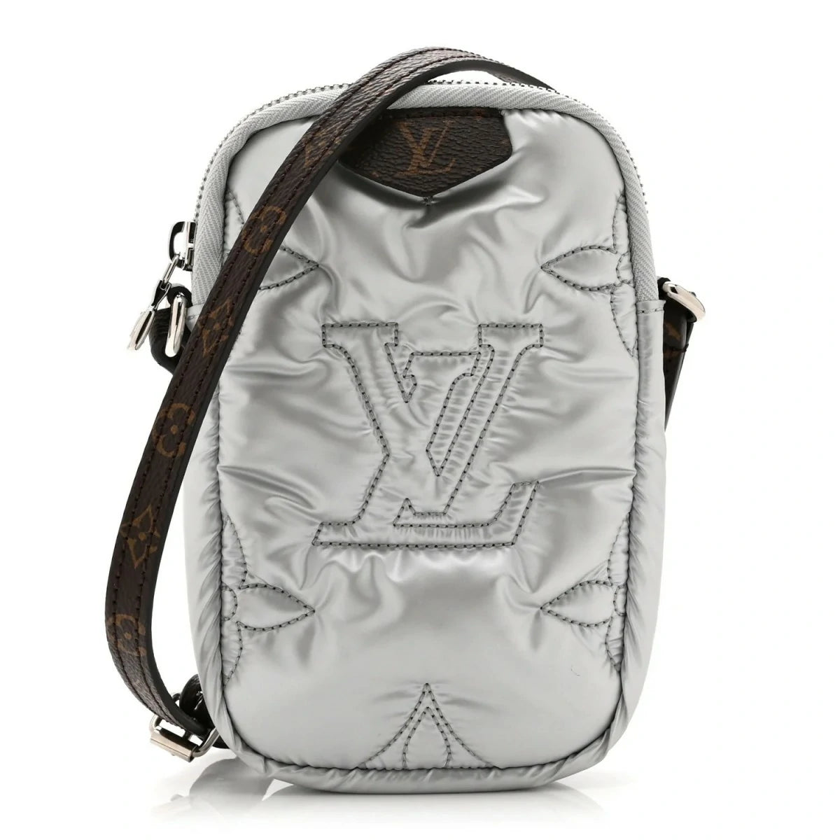 Econyl Monogram Pillow Phone Pouch Silver