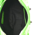 Extra Supple Calfskin Crocodile Embossed Le Cagole Shoulder Bag XS Acid Green