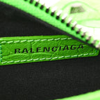 Extra Supple Calfskin Crocodile Embossed Le Cagole Shoulder Bag XS Acid Green