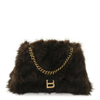 Faux Fur Medium Crush Chain Bag Brown