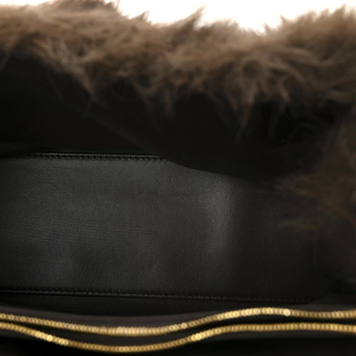 Faux Fur Medium Crush Chain Bag Brown