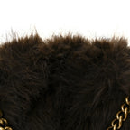 Faux Fur Medium Crush Chain Bag Brown
