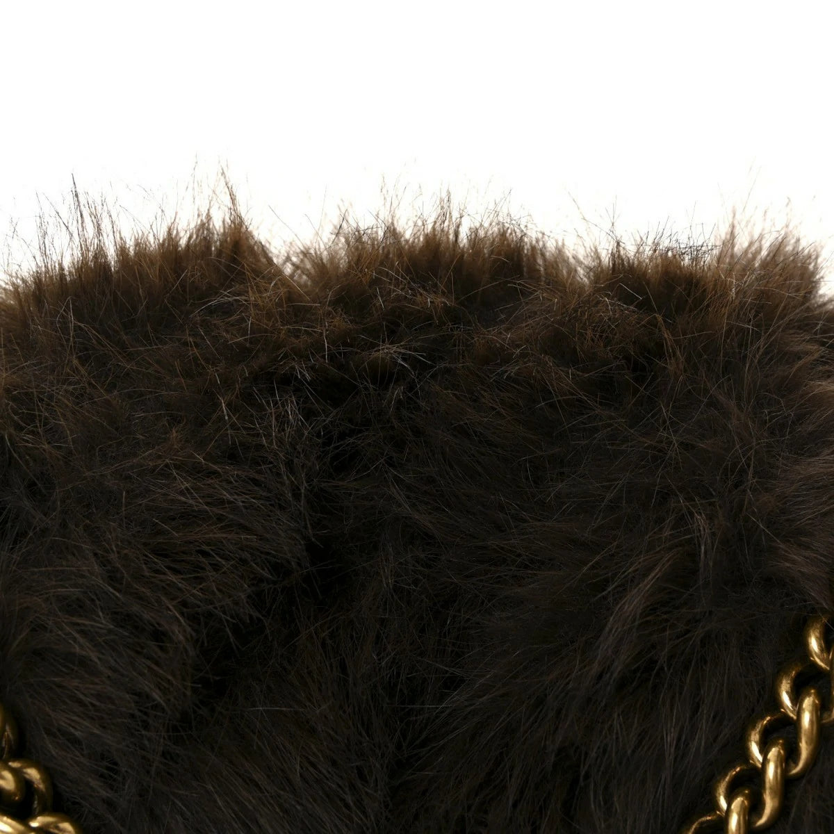 Faux Fur Medium Crush Chain Bag Brown