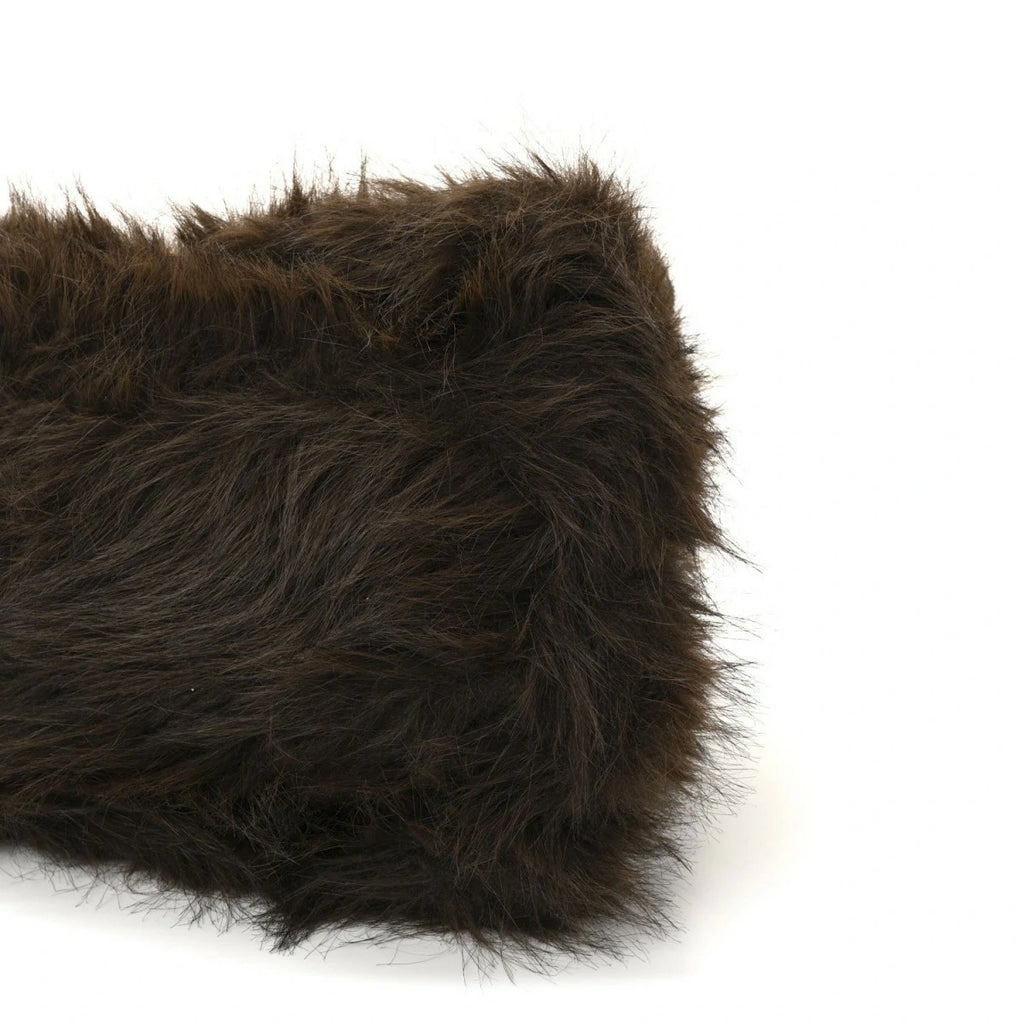 Faux Fur Medium Crush Chain Bag Brown
