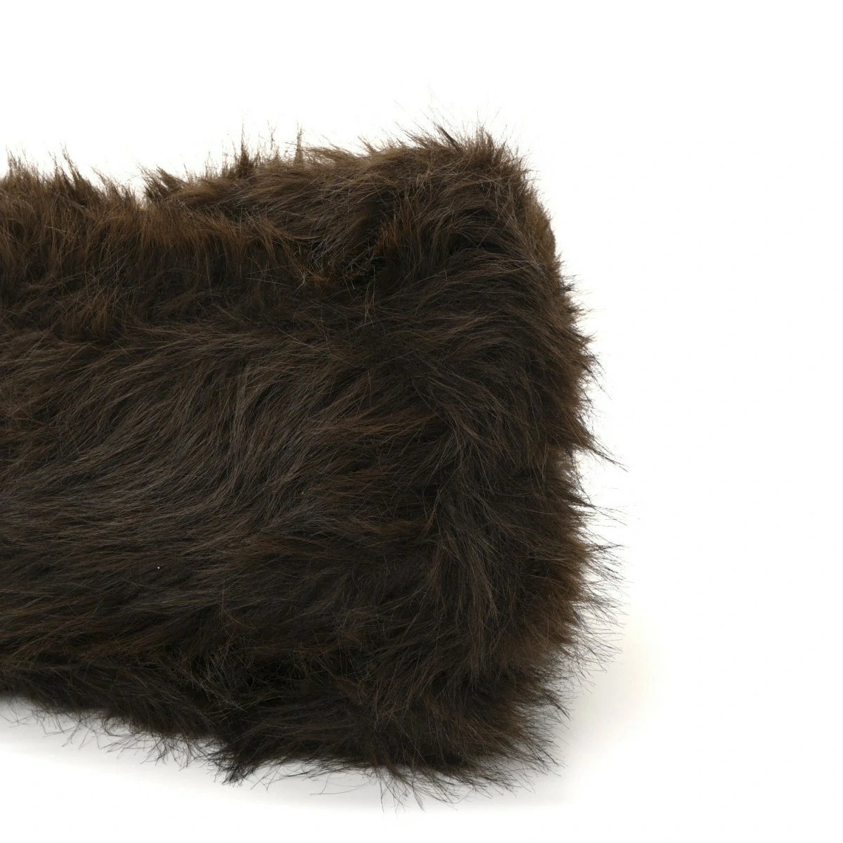 Faux Fur Medium Crush Chain Bag Brown
