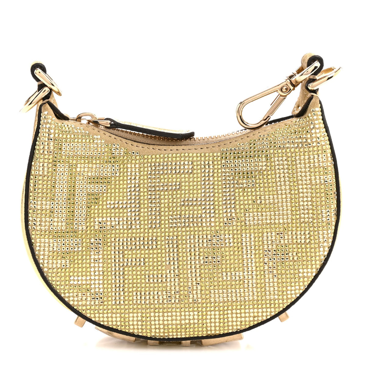 Crystal Vitello Laminato Suede FF Nano Fendigraphy Hobo Bag Platino