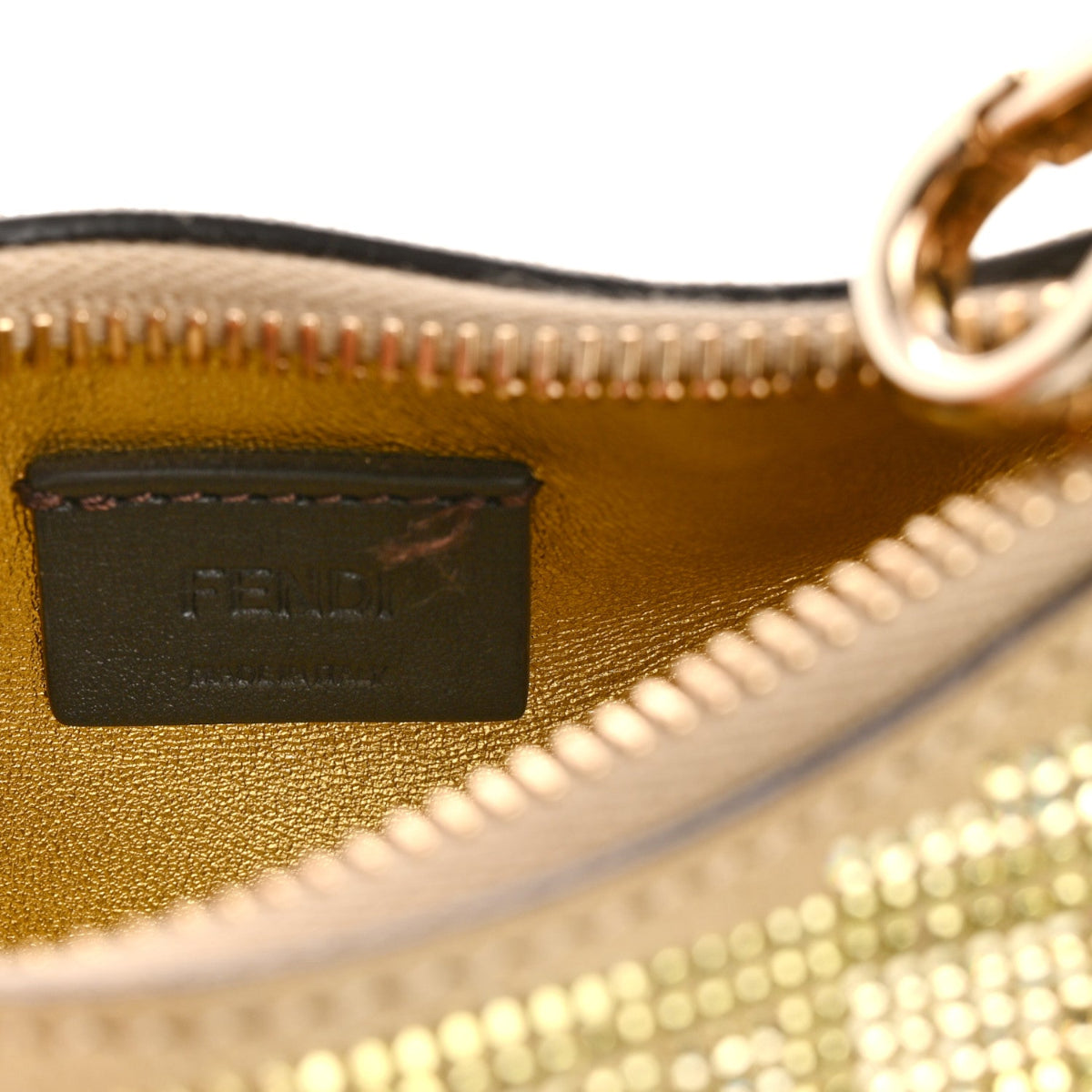 Crystal Vitello Laminato Suede FF Nano Fendigraphy Hobo Bag Platino