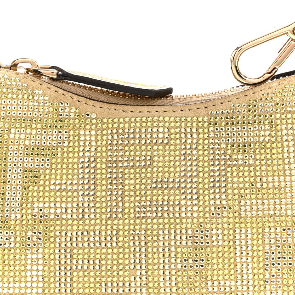 Crystal Vitello Laminato Suede FF Nano Fendigraphy Hobo Bag Platino
