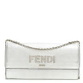 Metallic Calfskin Continental Wallet On Chain Argento