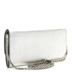Metallic Calfskin Continental Wallet On Chain Argento