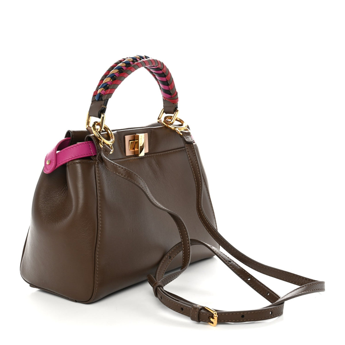 Nappa Braided Mini Peekaboo Iconic Satchel Maya Magenta