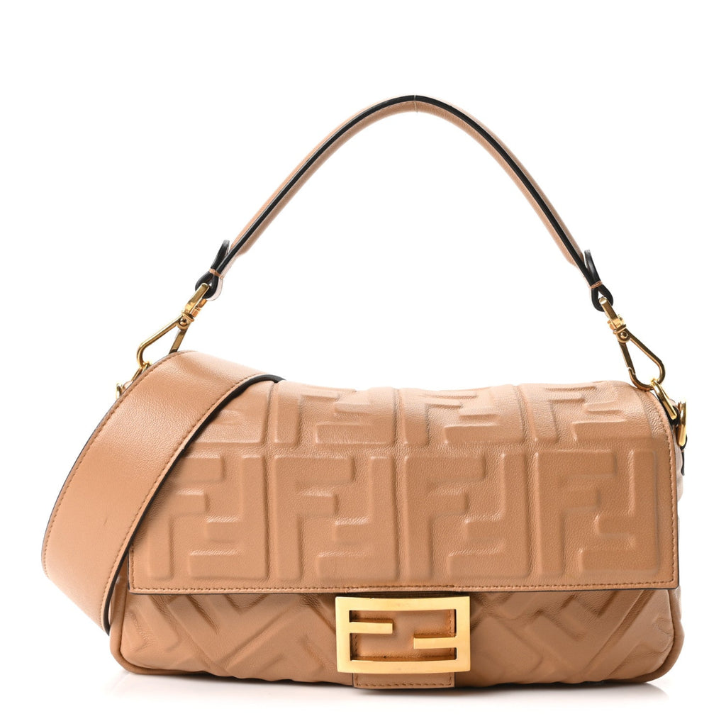 Nappa FF 1974 Embossed Baguette Miele Scuro