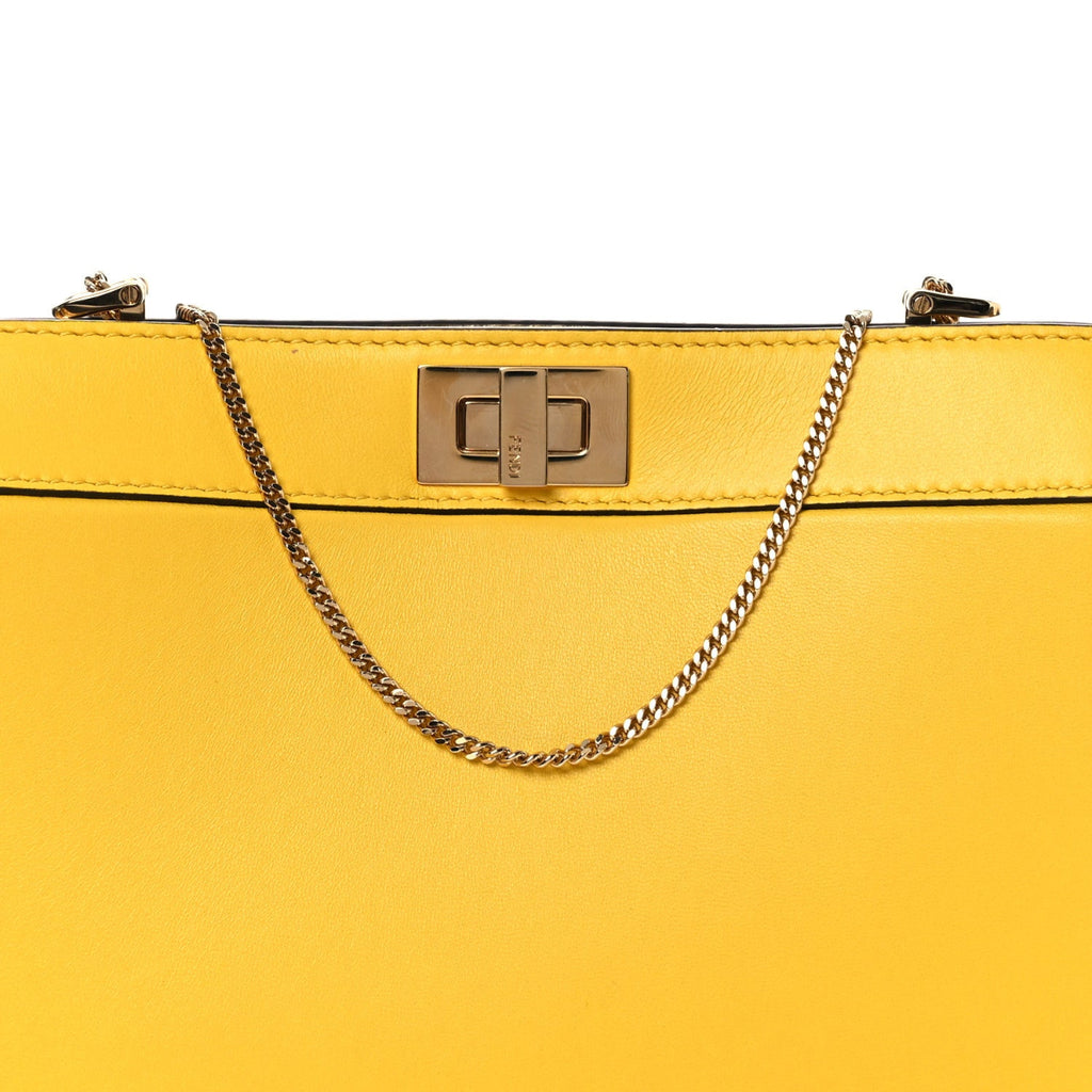 Nappa Small Peekaboo I SEE U East West Chain Satchel Limone