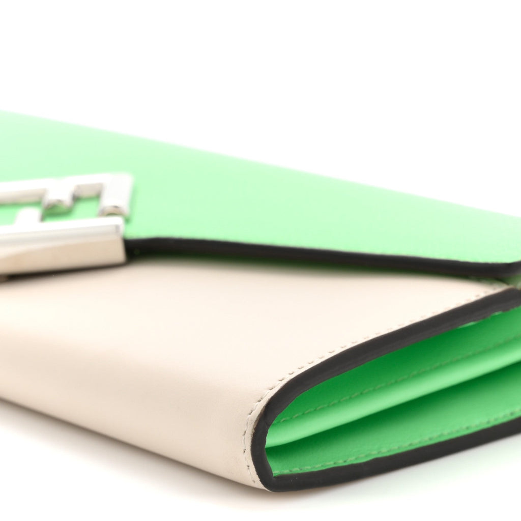 Vitello King Cruise FF Diamonds Continental Envelope Wallet On Chain Latte Edamame
