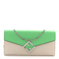 Vitello King Cruise FF Diamonds Continental Envelope Wallet On Chain Latte Edamame