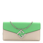 Vitello King Cruise FF Diamonds Continental Envelope Wallet On Chain Latte Edamame