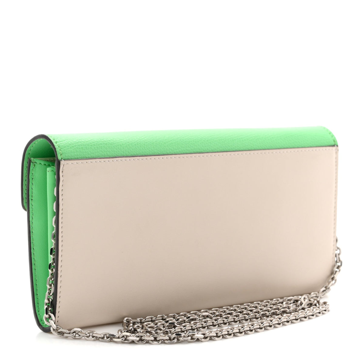 Vitello King Cruise FF Diamonds Continental Envelope Wallet On Chain Latte Edamame