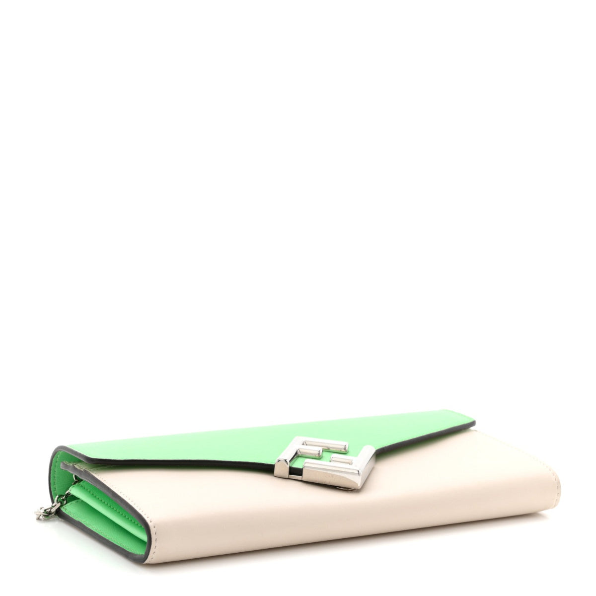 Vitello King Cruise FF Diamonds Continental Envelope Wallet On Chain Latte Edamame